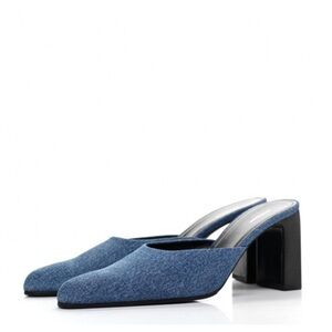 Balenciaga- Authentic Denim Square Toe Slide on Mule Heels
